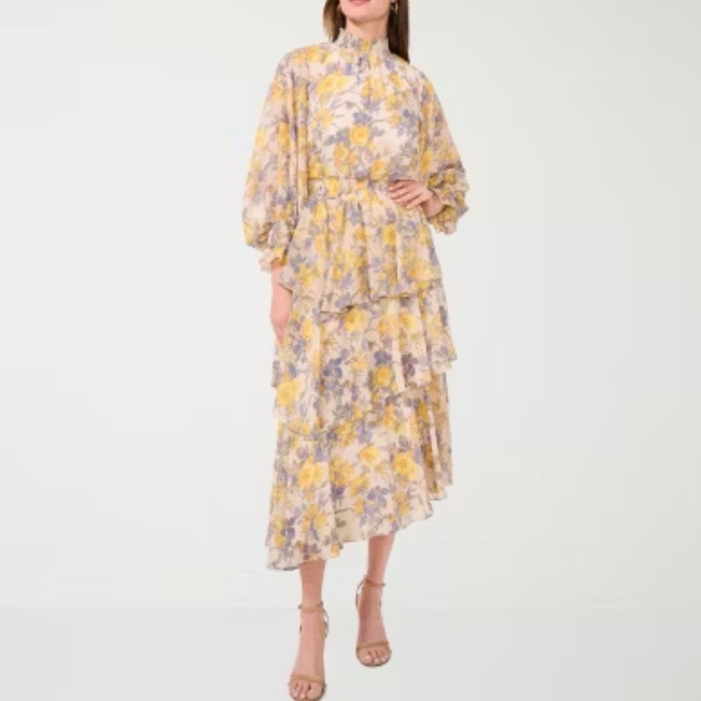 Sam and Jess tiered dress yellow / blue